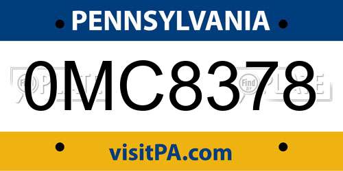0MC8378 Pennsylvania License Plate
