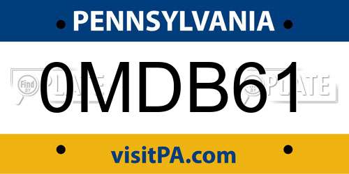 0MDB61 Pennsylvania License Plate