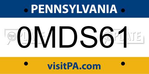 0MDS61 Pennsylvania License Plate