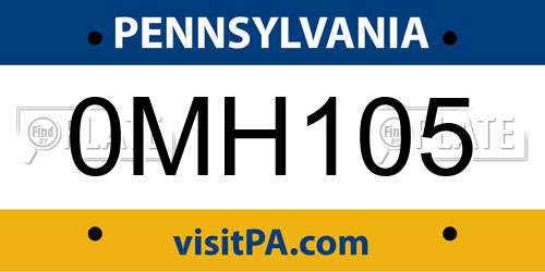 0MH105 Pennsylvania License Plate