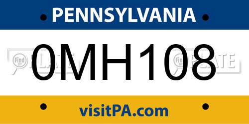 0MH108 Pennsylvania License Plate