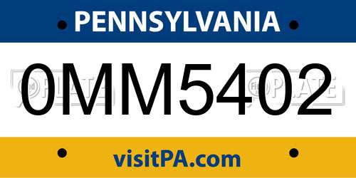 0MM5402 Pennsylvania License Plate