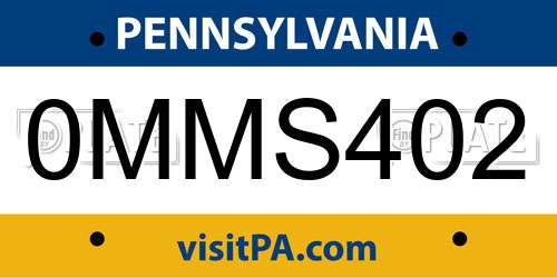 0MMS402 Pennsylvania License Plate