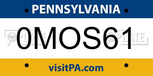 0MOS61 Pennsylvania License Plate