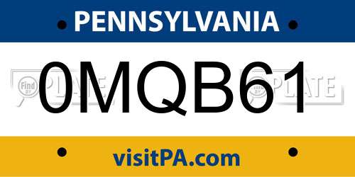 0MQB61 Pennsylvania License Plate