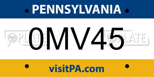 0MV45 Pennsylvania License Plate