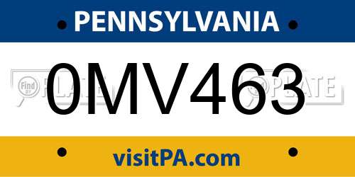 0MV463 Pennsylvania License Plate