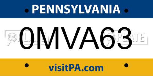 0MVA63 Pennsylvania License Plate