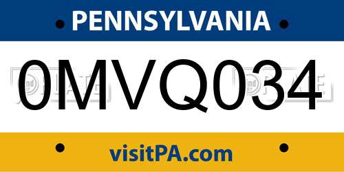 0MVQ034 Pennsylvania License Plate