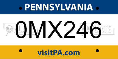 0MX246 Pennsylvania License Plate