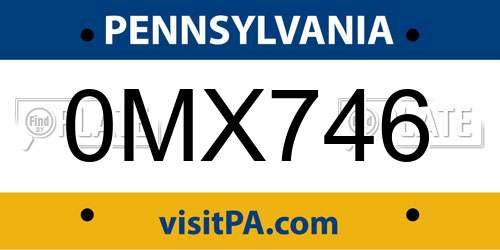 0MX746 Pennsylvania License Plate