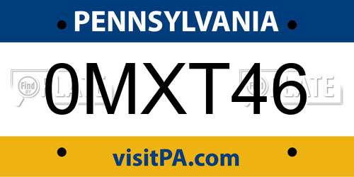0MXT46 Pennsylvania License Plate