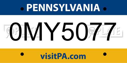 0MY5077 Pennsylvania License Plate