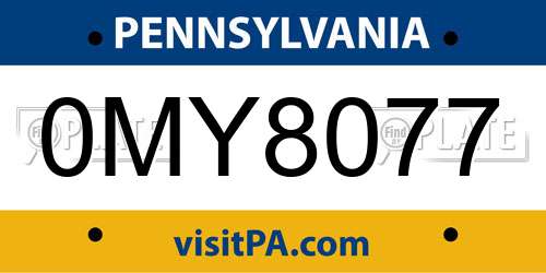 0MY8077 Pennsylvania License Plate