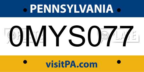0MYS077 Pennsylvania License Plate