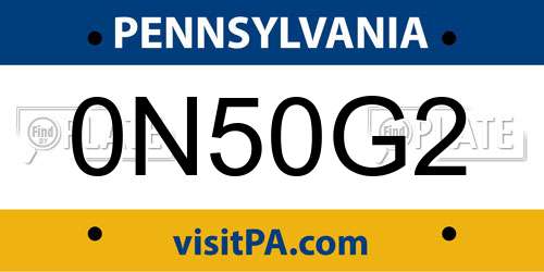 0N50G2 Pennsylvania License Plate