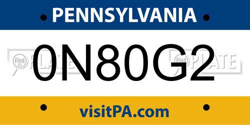 0N80G2 Pennsylvania License Plate
