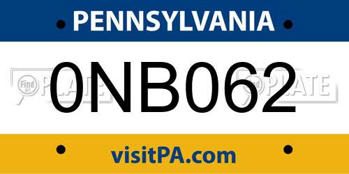0NB062 Pennsylvania License Plate