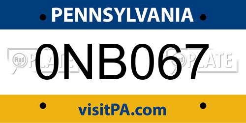 0NB067 Pennsylvania License Plate