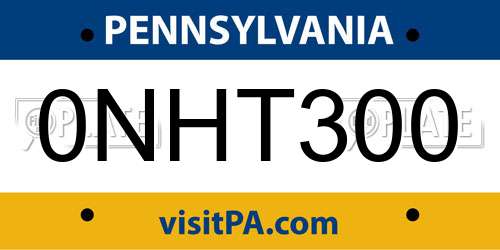 0NHT300 Pennsylvania License Plate