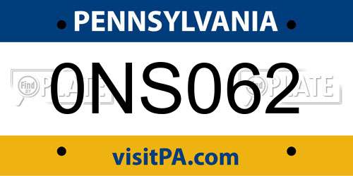 0NS062 Pennsylvania License Plate