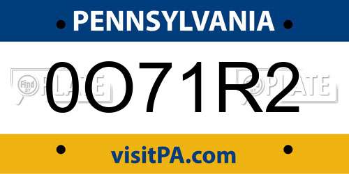 0O71R2 Pennsylvania License Plate