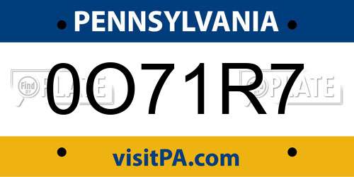 0O71R7 Pennsylvania License Plate