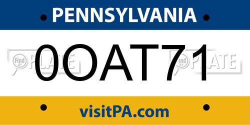 0OAT71 Pennsylvania License Plate