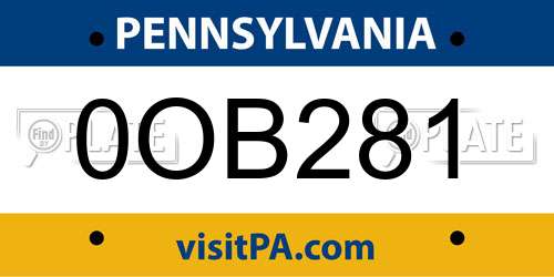 0OB281 Pennsylvania License Plate