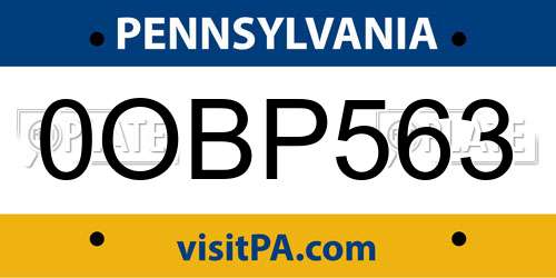 0OBP563 Pennsylvania License Plate
