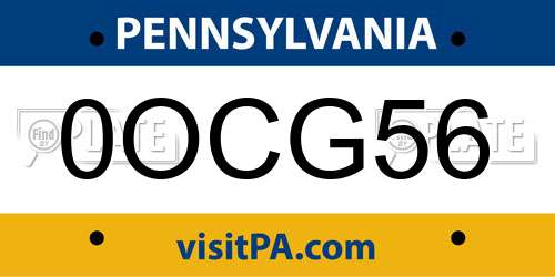 0OCG56 Pennsylvania License Plate