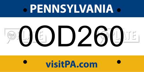 0OD260 Pennsylvania License Plate