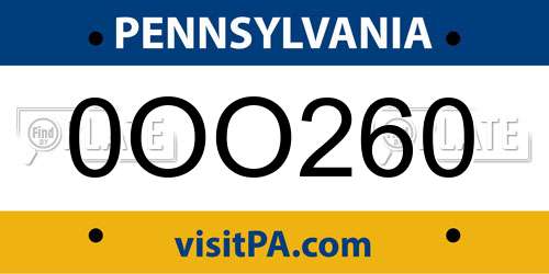 0OO260 Pennsylvania License Plate