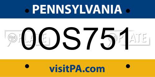 0OS751 Pennsylvania License Plate