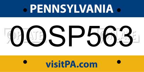 0OSP563 Pennsylvania License Plate