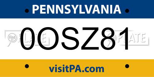 0OSZ81 Pennsylvania License Plate