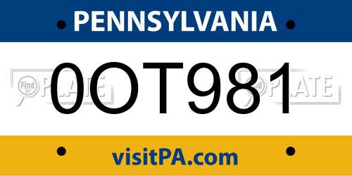 0OT981 Pennsylvania License Plate