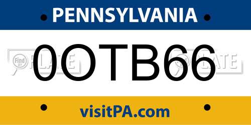 0OTB66 Pennsylvania License Plate