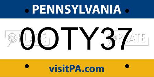 0OTY37 Pennsylvania License Plate