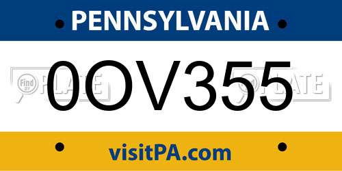 0OV355 Pennsylvania License Plate