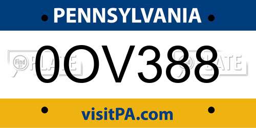 0OV388 Pennsylvania License Plate