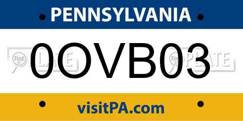 0OVB03 Pennsylvania License Plate