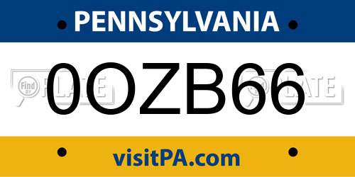 0OZB66 Pennsylvania License Plate