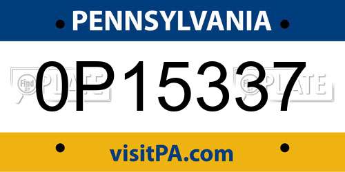 0P15337 Pennsylvania License Plate