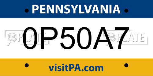 0P50A7 Pennsylvania License Plate