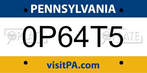 0P64T5 Pennsylvania License Plate