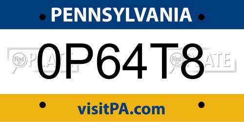0P64T8 Pennsylvania License Plate