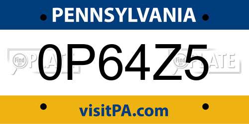 0P64Z5 Pennsylvania License Plate