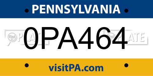 0PA464 Pennsylvania License Plate
