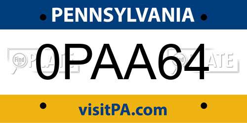 0PAA64 Pennsylvania License Plate